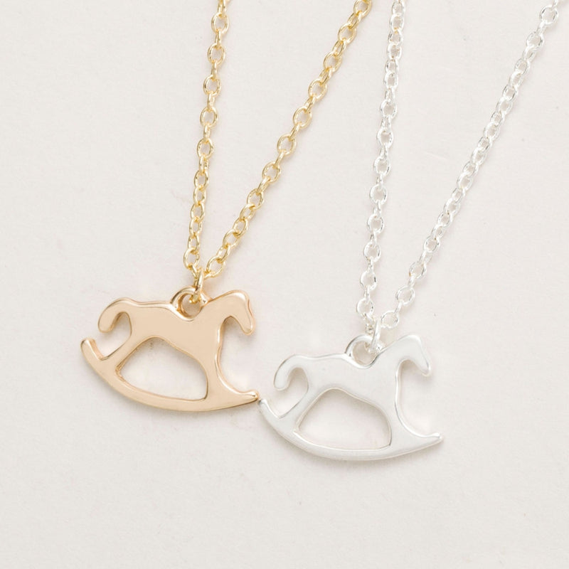 Wooden Horse Necklace,Gold-Silver