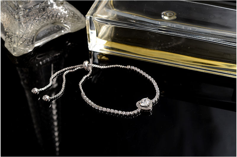 Diamond Heart White Gold Bracelet