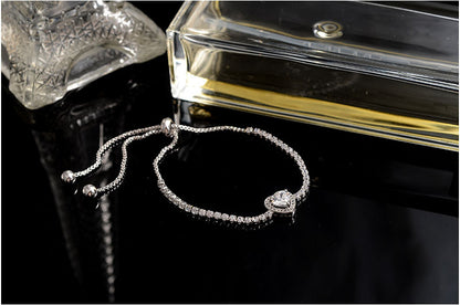Diamond Heart White Gold Bracelet