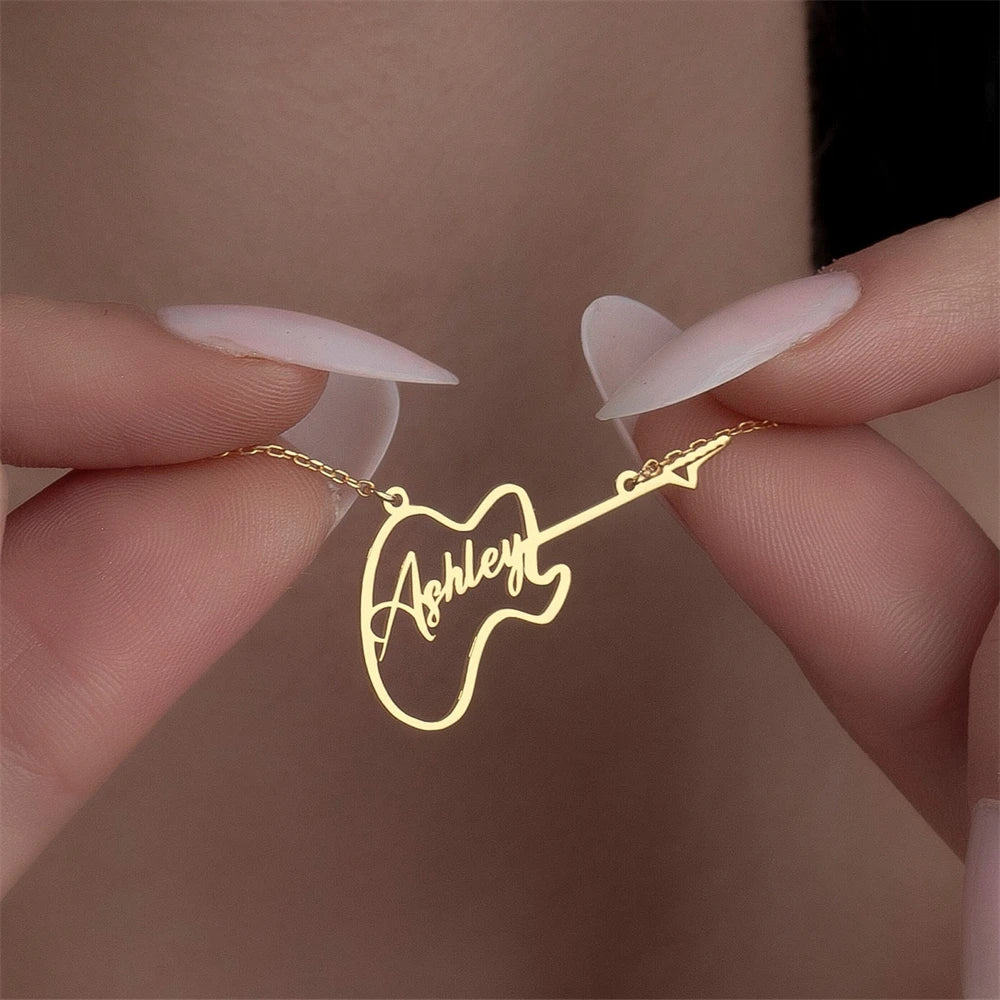 Custom Guitar Music Name Choker Necklace