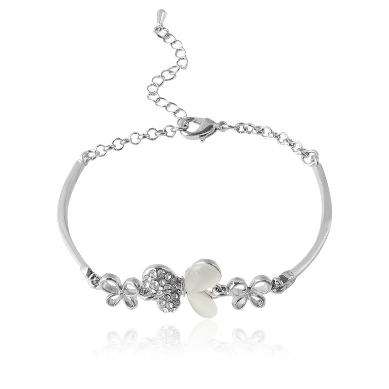 Butterfly Women’s Bracelet with White Gold Zircon Stone