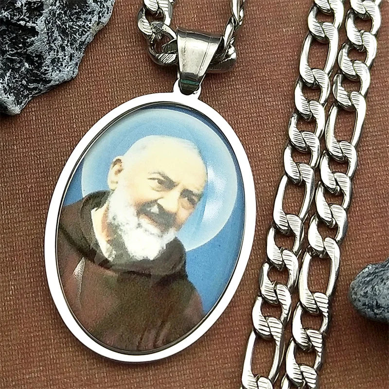 St.Padre Pio,Christian Necklace,Religious Gift Jewelry