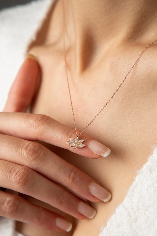 Lotus Chain Necklace 925 Sterling Silver