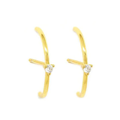 Minimalist 3 Prongs CZ Ear Lobe Cuff Earrings