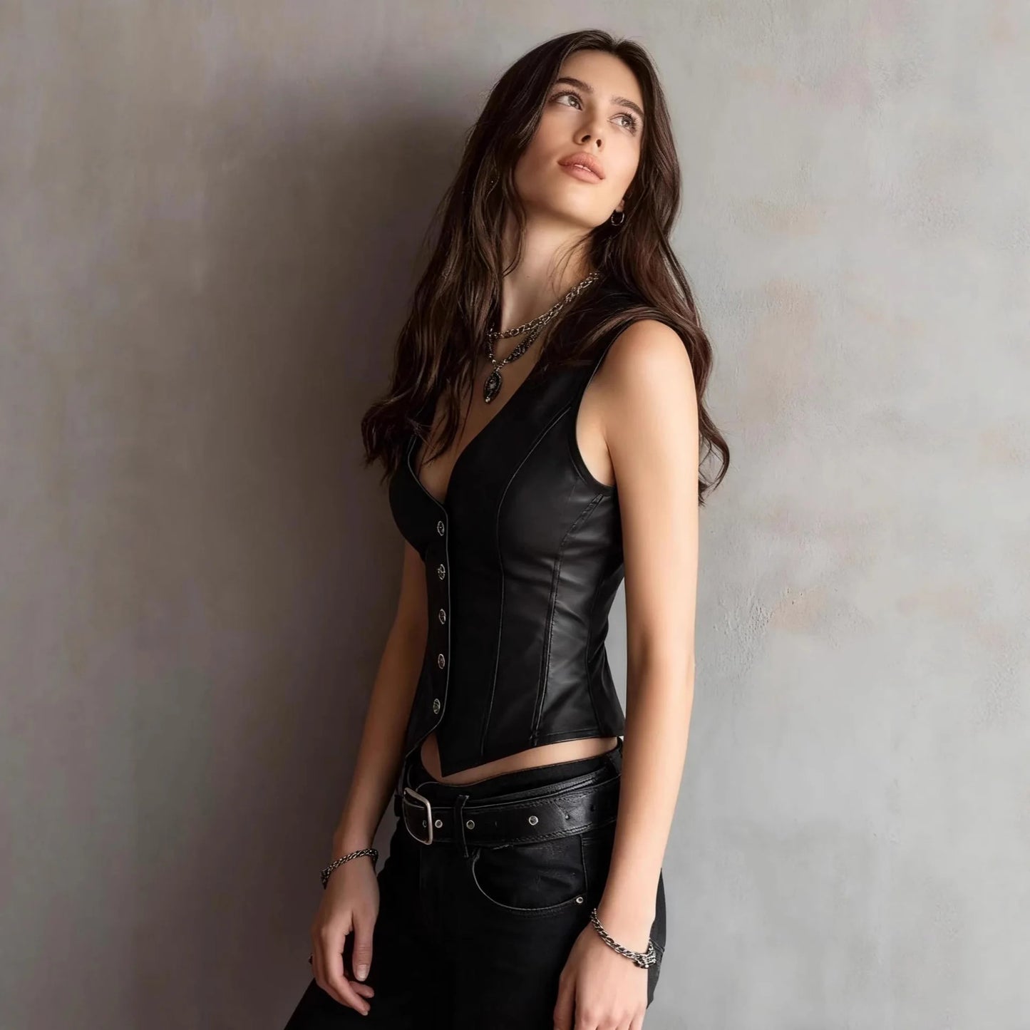 Leather Biker Crop Top