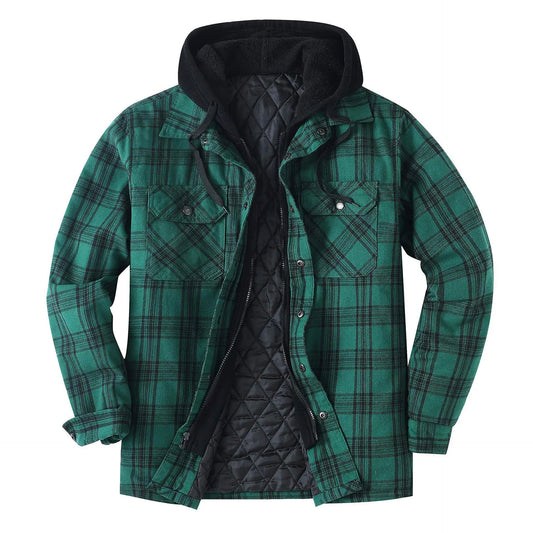 Men's Green Coat with Removable Hood - Denoss