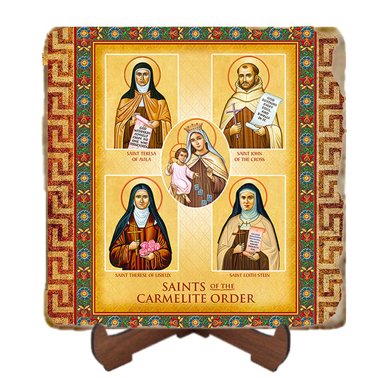 Carmelite Saints Icon,Marble Icon,Handmade,Prayer gift,Christian Icon