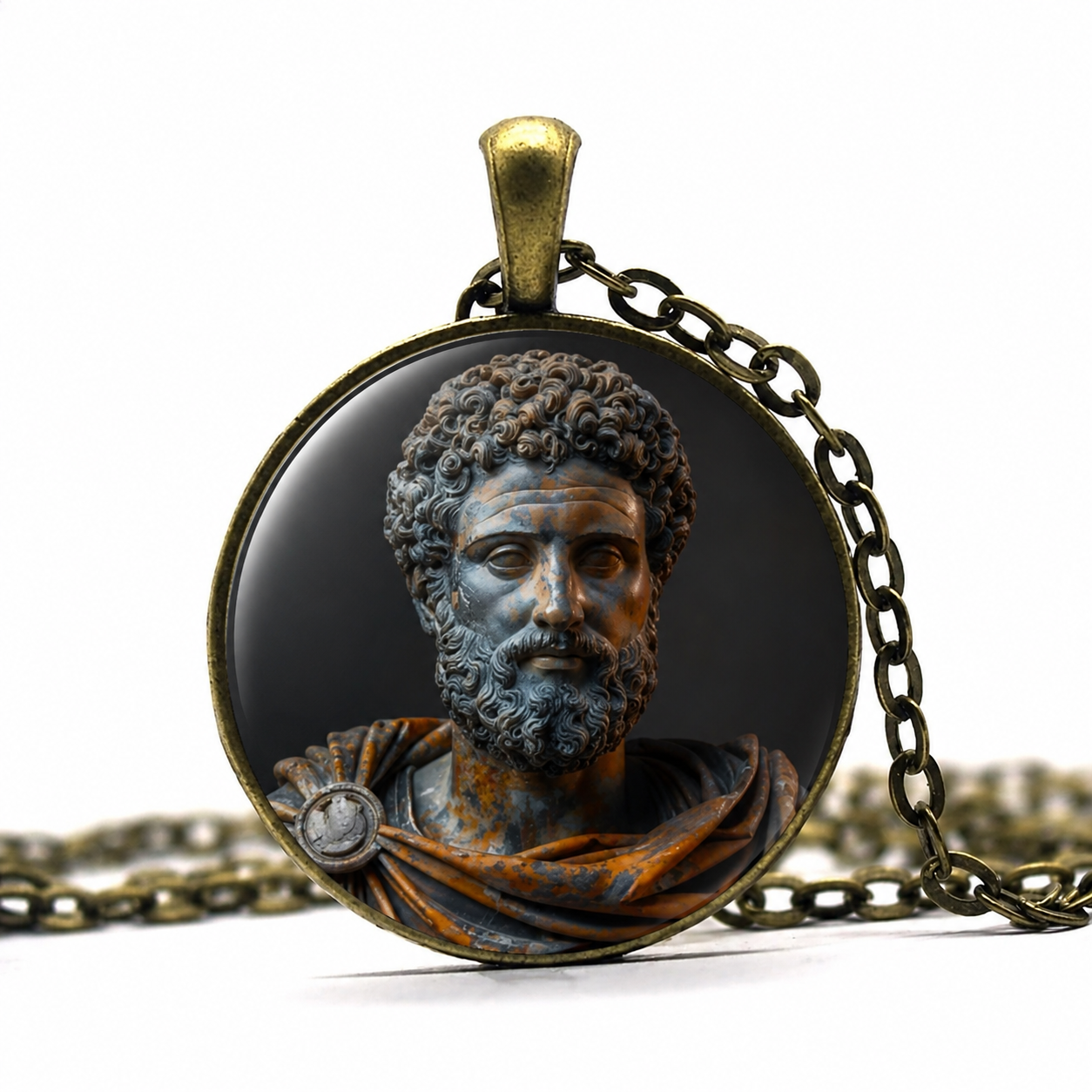 MARCUS AURELIUS Necklace,Roman, Emperor,Meditations,Stoic Philosopher,Art Pendant Necklace,Glass Pendant Necklace