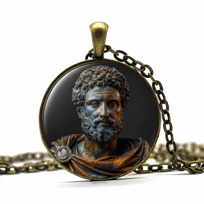 MARCUS AURELIUS Necklace,Roman, Emperor,Meditations,Stoic Philosopher,Art Pendant Necklace,Glass Pendant Necklace