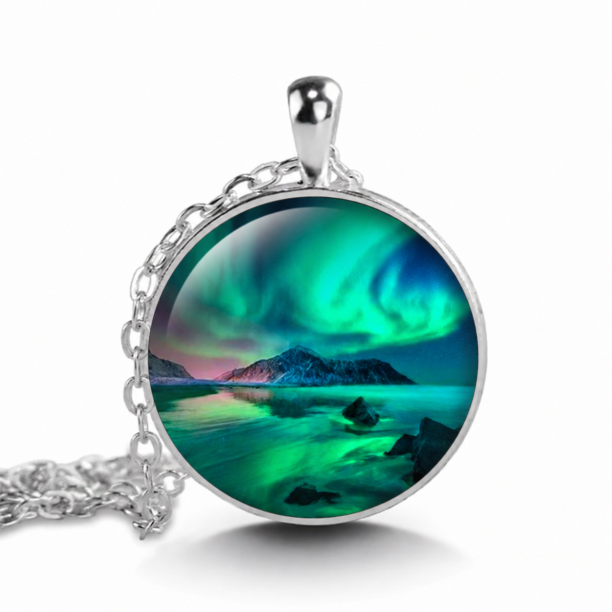 Northern Lights necklace,celestial,Aurora Borealis night sky,astronomy jewelry Norway travel gift