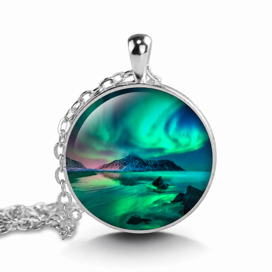 Northern Lights necklace,celestial,Aurora Borealis night sky,astronomy jewelry Norway travel gift