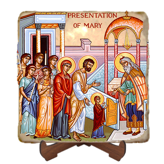 Presentation of Mary Icon,Marble Icon,Handmade,Prayer gift,Christian Icon