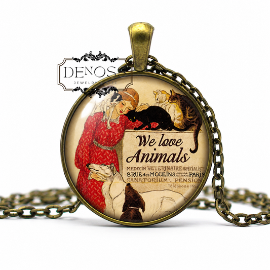 We Love Animals pet lover necklace,veterinarian gift,pet animal lover gift,gift for vet
