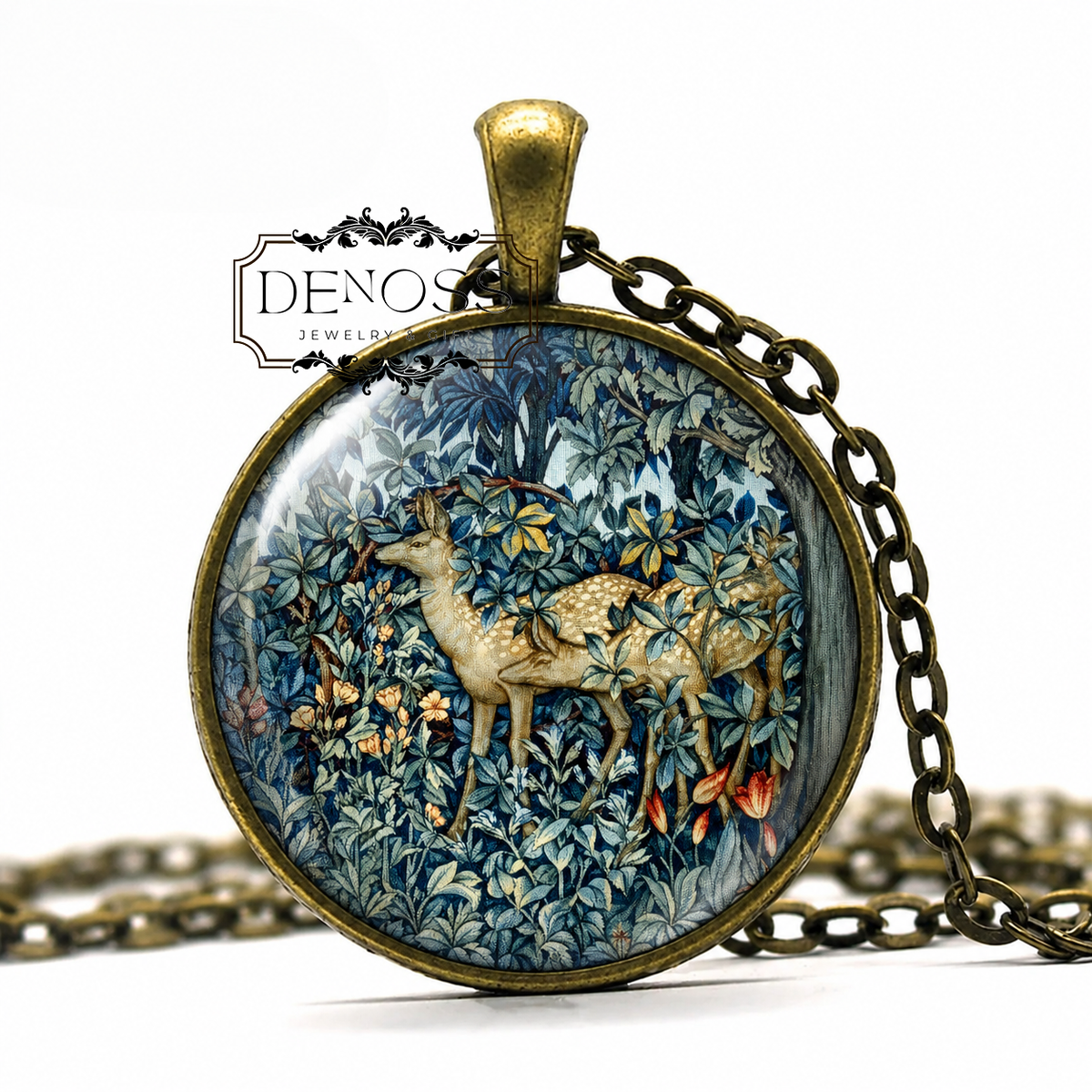 William Morris Deer Tapestry Necklace