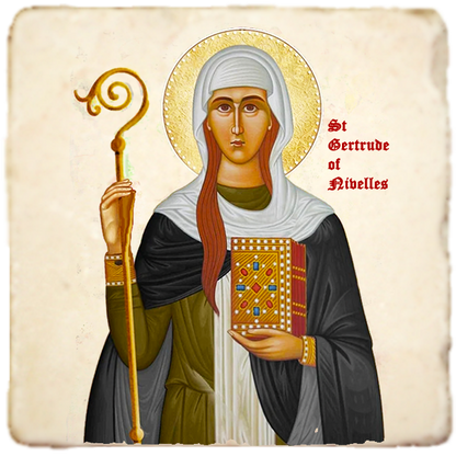 St.Gertrude the Great Icon,Women Saint,Marble Icon,Handmade,Prayer gift,Christian Icon