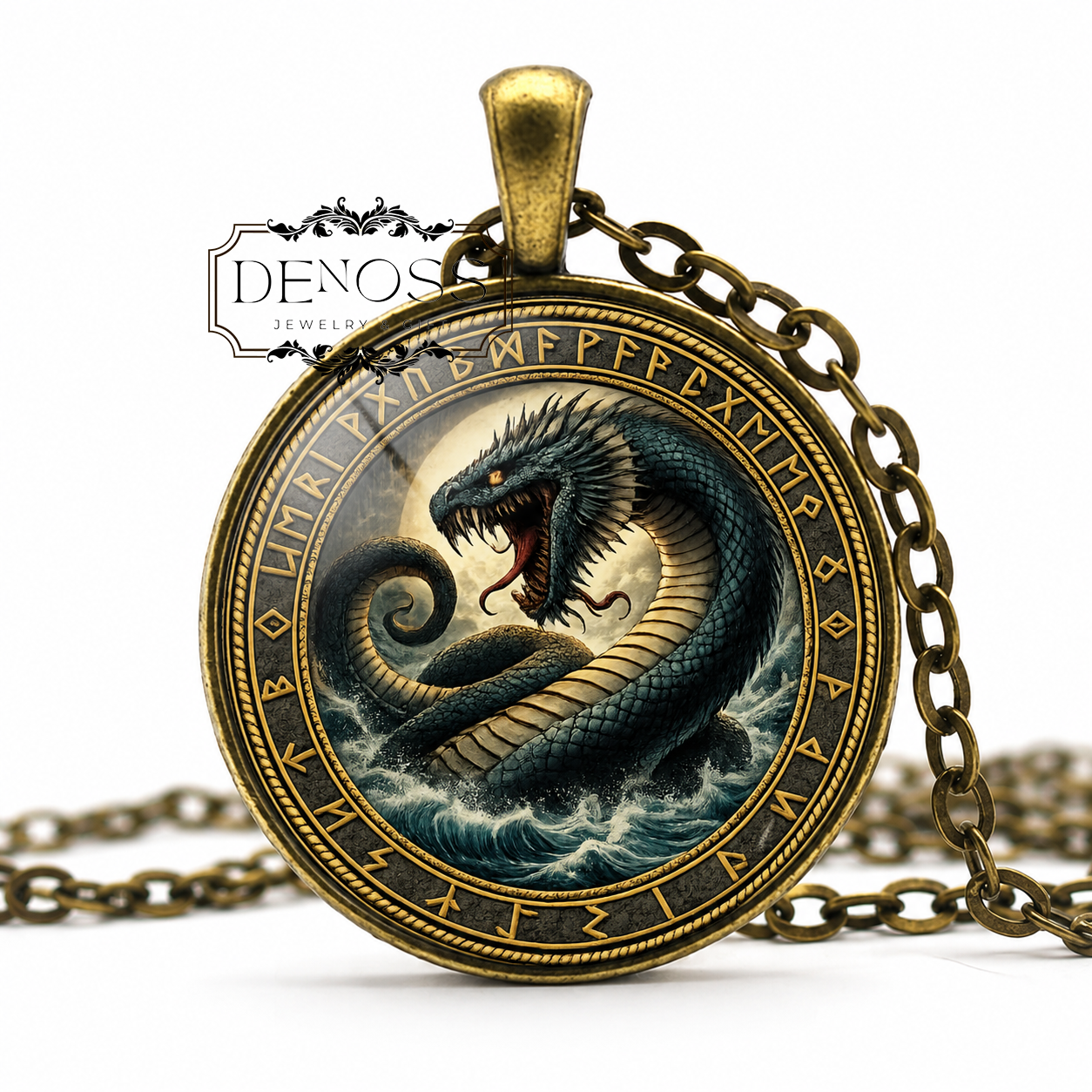 JÖRMUNGANDR Necklace,Miðgarðsormr,Midgard Serpent,Ragnarök,Norse, Scandinavian,Chaos, Destruction,End of the Cosmos
