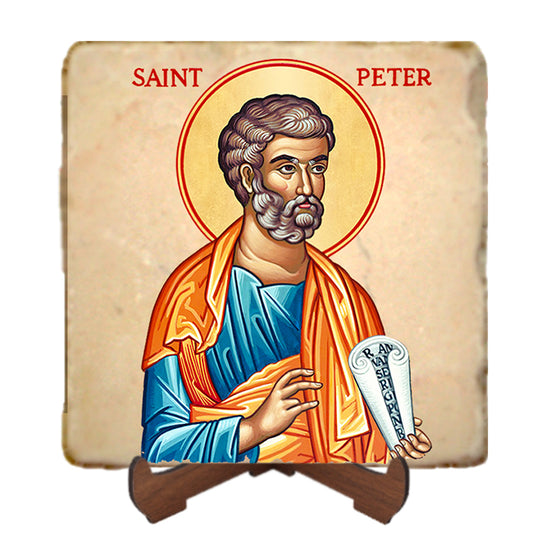 St.Peter Icon,Men Saints,Marble Icon,Handmade,Prayer gift,Christian Icon