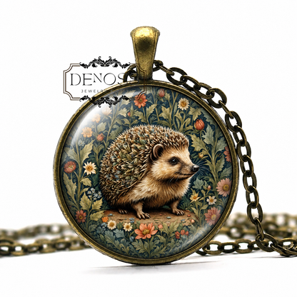 William Morris Hedgehog Necklace,English Animal Lover Gift