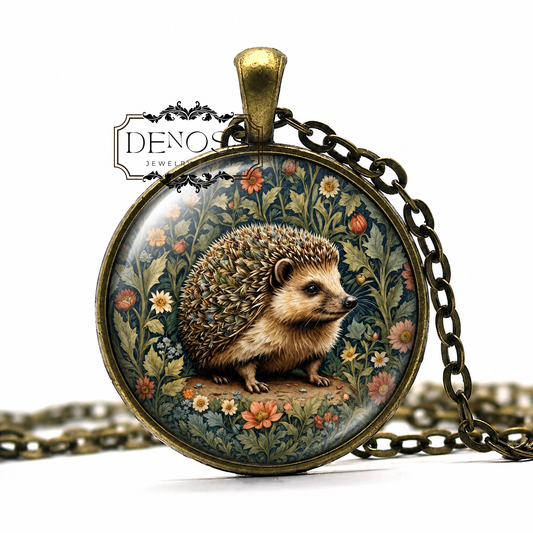 William Morris Hedgehog Necklace,English Animal Lover Gift