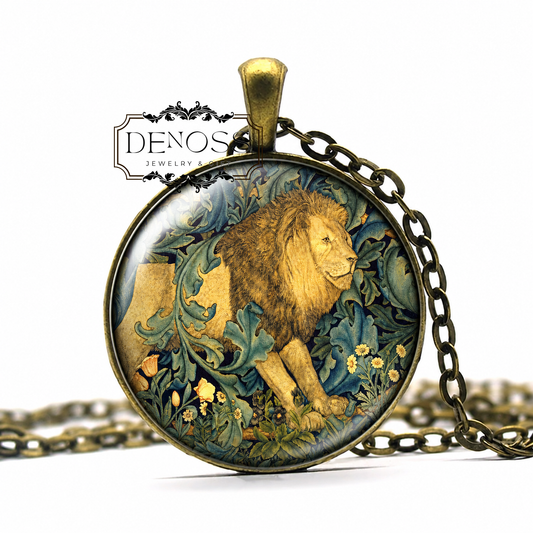 William Morris Lion Tapestry Pendant Necklace