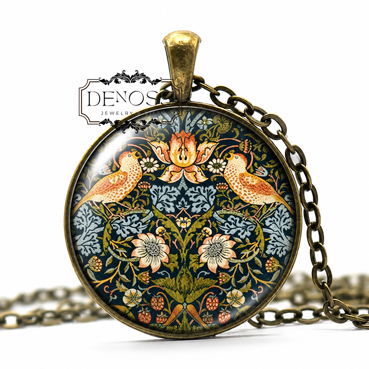 William Morris Necklace,Strawberry Thief,Art Nouveau Jewellery