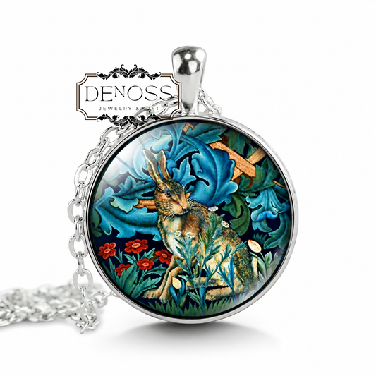 William Morris Wild Hare Pendant Necklace,Rabbit Jewelry
