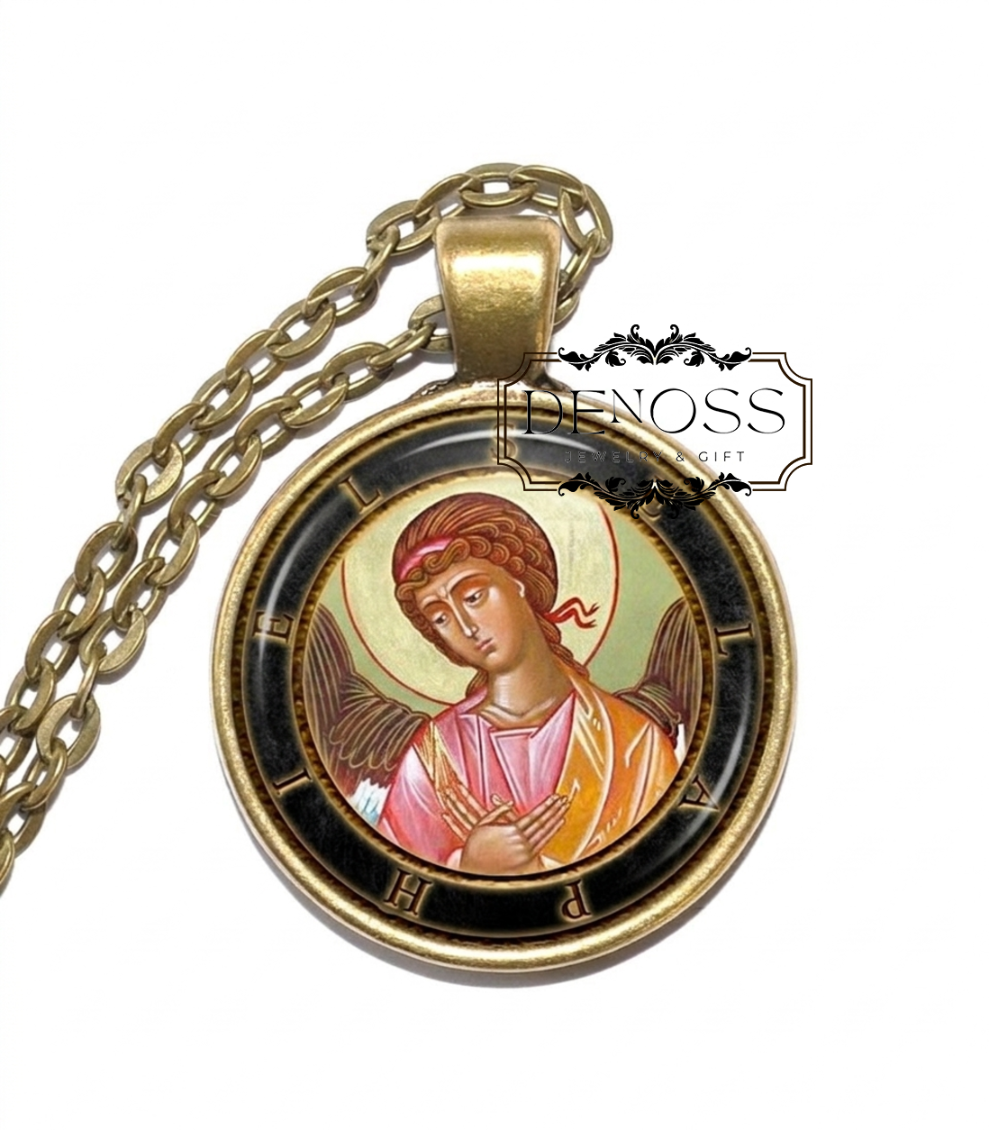 ARCHANGEL SELAPHIEL Necklace,Archangel,Angel of Prayer,One who prays to God,Eastern Orthodox traditions,Glass Pendant
