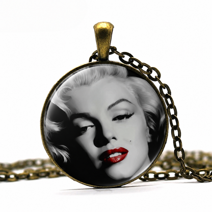 MARILYN MONROE Necklace,Icon,Screen Legend,Golden Age,Actress,Model,Singer,Art Pendant Necklace,Glass Pendant Necklace