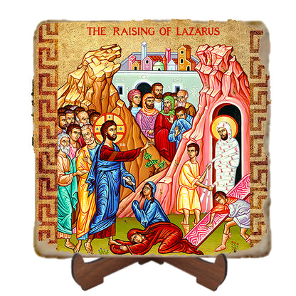 Raising of Lazarus Icon,Marble Icon,Handmade,Prayer gift,Christian Icon
