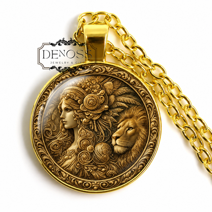 CYBELE Necklace,Magna Mater,Great Mother,Phrygian goddess,Fertility,Nature,Goddess of Mountains,Mythology,Glass Pendant