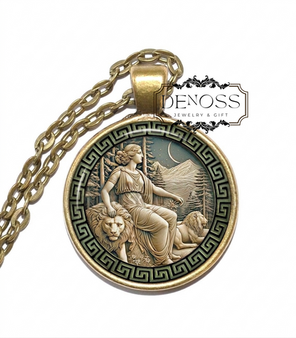 CYBELE Necklace,Magna Mater,Great Mother,Phrygian goddess,Fertility,Nature,Goddess of Mountains,Mythology,Glass Pendant