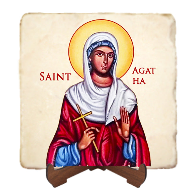 St.Agatha Icon,Women Saint,Marble Icon,Handmade,Prayer gift,Christian Icon