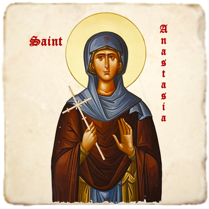 St.Anastasia of Rome Icon,Women Saint,Marble Icon,Handmade,Prayer gift,Christian Icon