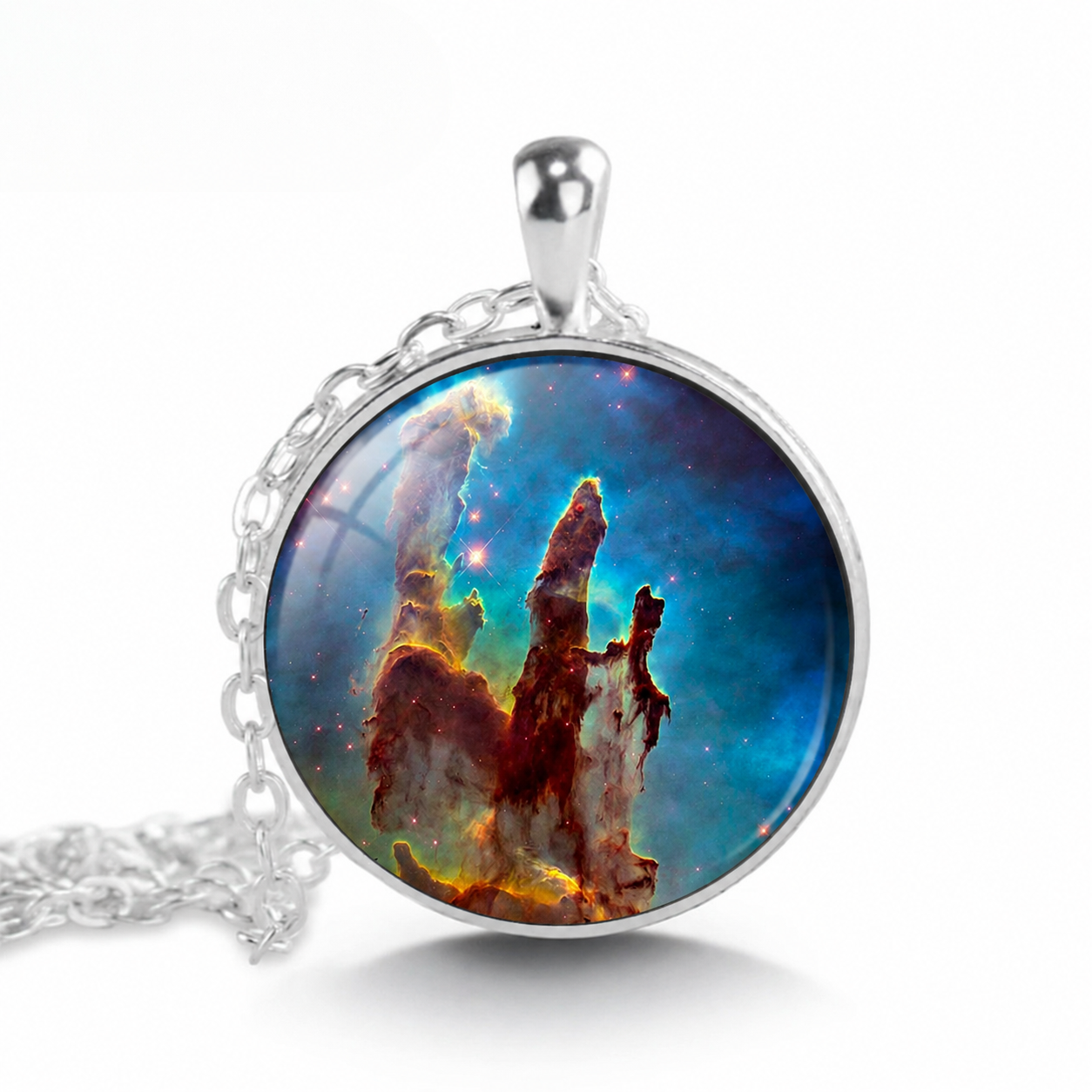 Pillars of Creation Pendant Necklace,Hubble Inspired Nebula Art Necklace