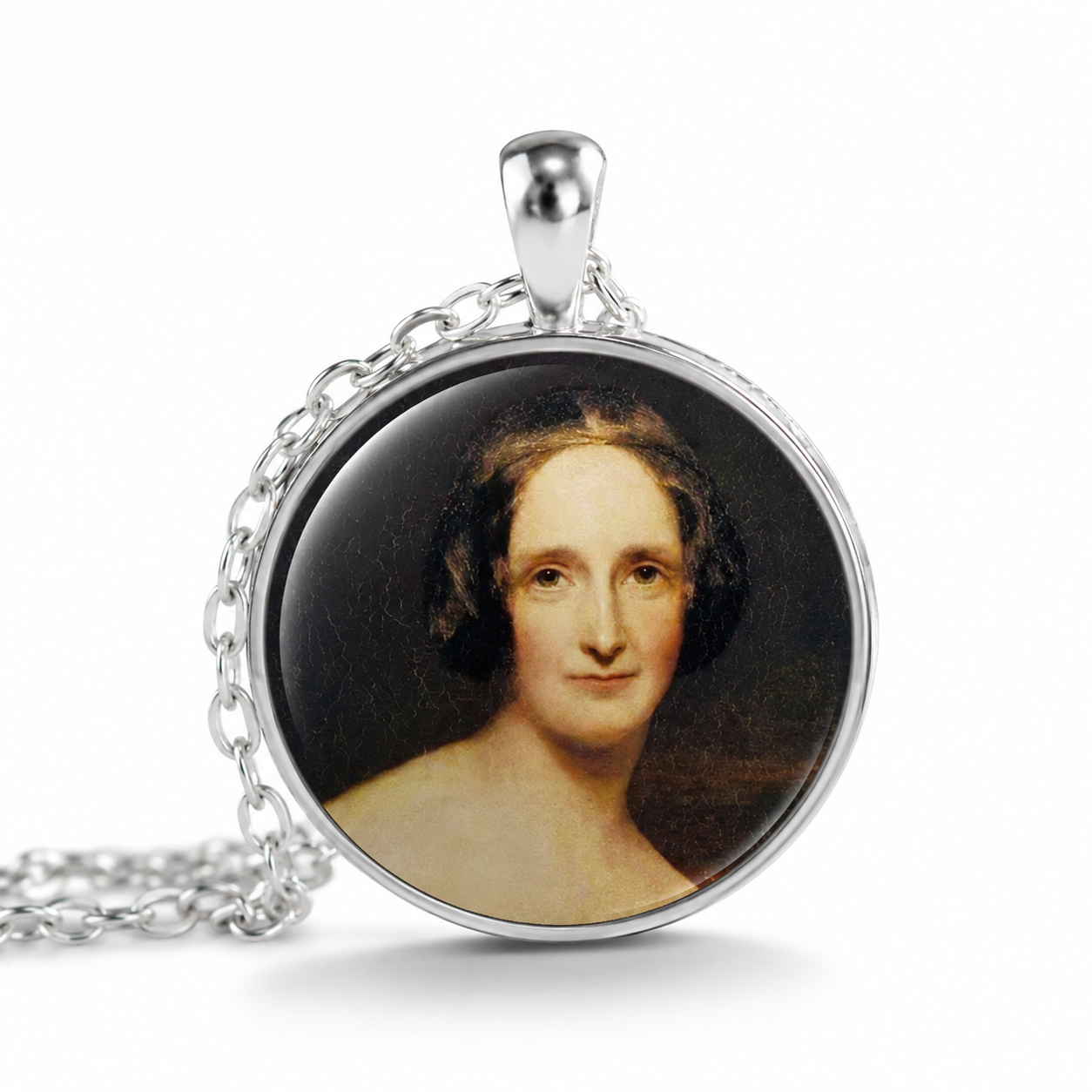 MARY SHELLEY Necklace,Author,Writer, English,Frankenstein's Monster,The Modern Prometheus,Art Pendant Necklace,Glass Pendant Necklace
