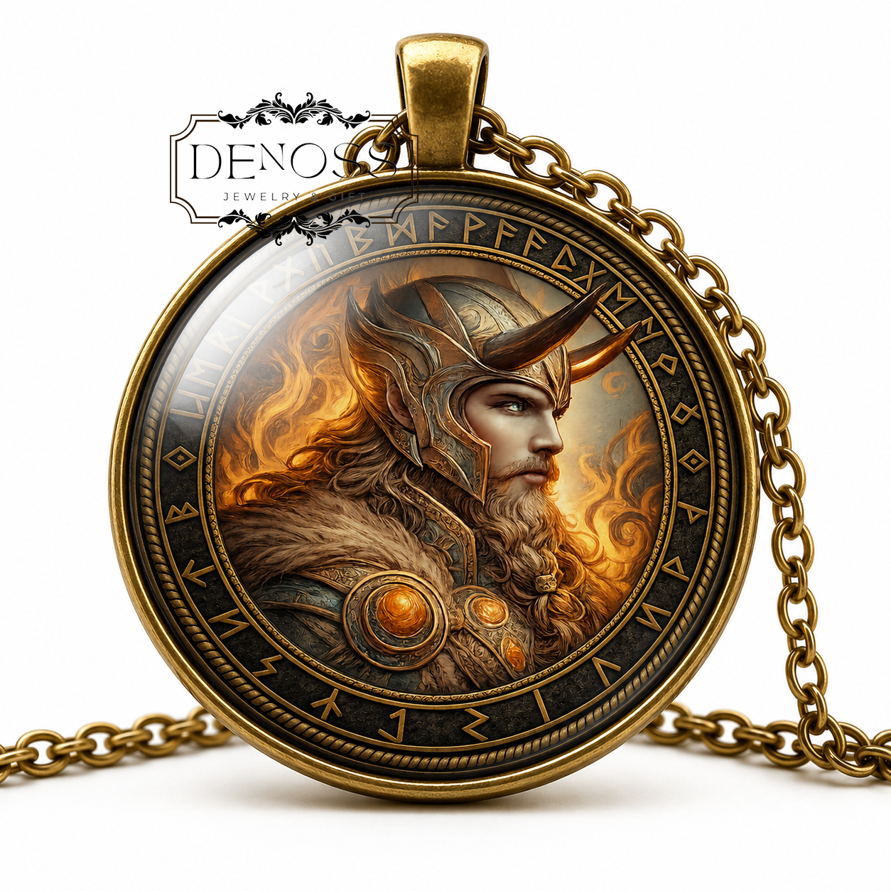 LOKI Glass Pendant Necklace,Norse God,God of Mischief,God of Fire,Trickster,Vikings,Scandinavian,Asatru,Norse Mythology