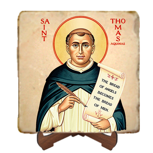 St.Thomas Aquinas Icon,Men Saints,Marble Icon,Handmade,Prayer gift,Christian Icon