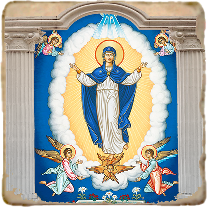 The Assumption of the Virgin Mary Icon,Marble Icon,Handmade,Prayer gift,Christian Icon