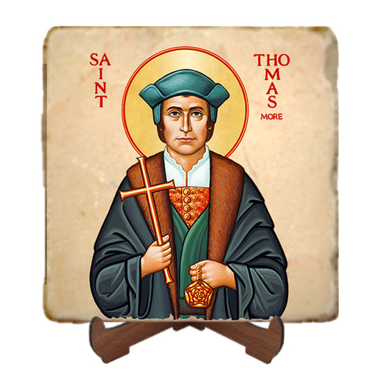 St.Thomas More Icon,Men Saints,Marble Icon,Handmade,Prayer gift,Christian Icon