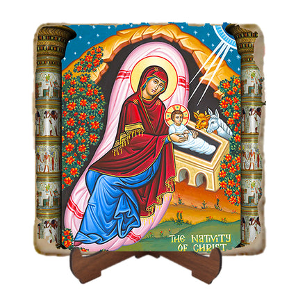 The Nativity of Christ Icon,Marble Icon,Handmade,Prayer gift,Christian Icon
