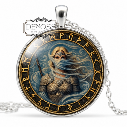 MIST Necklace,Norse Valkyrie,Protection,Battlefield, Valhalla,Odin’s Servant,Fallen Warriors,Ethereal, Mystical,Glass Pendant Necklace