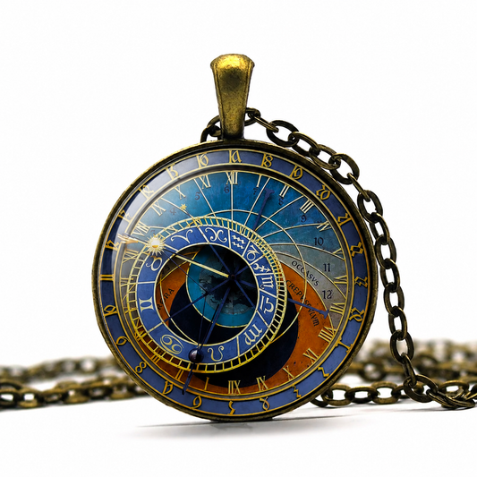 Prague Astronomical Clock photo necklace,Orloj photo jewelry,travel gift,astrology gift