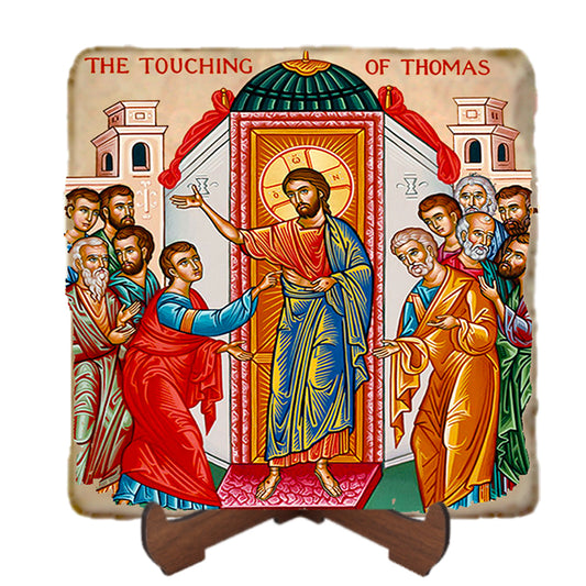 Touching of Thomas Icon,Marble Icon,Handmade,Prayer gift,Christian Icon