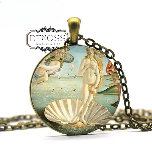 BIRTH OF VENUS Necklace,Sandro Botticelli,Painter,Early Renaissance,Italian,Glass Pendant,Handmade Jewelry
