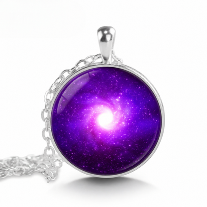 Purple Nebula Galaxy Pendant Necklace,Cosmos Universe Jewelry Gift
