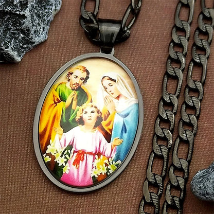 Virgin Mary,Jesus and St.Joseph Christian Gift Necklace