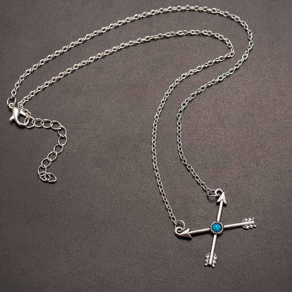 Boho Vintage Arrows Choker Silver Necklace