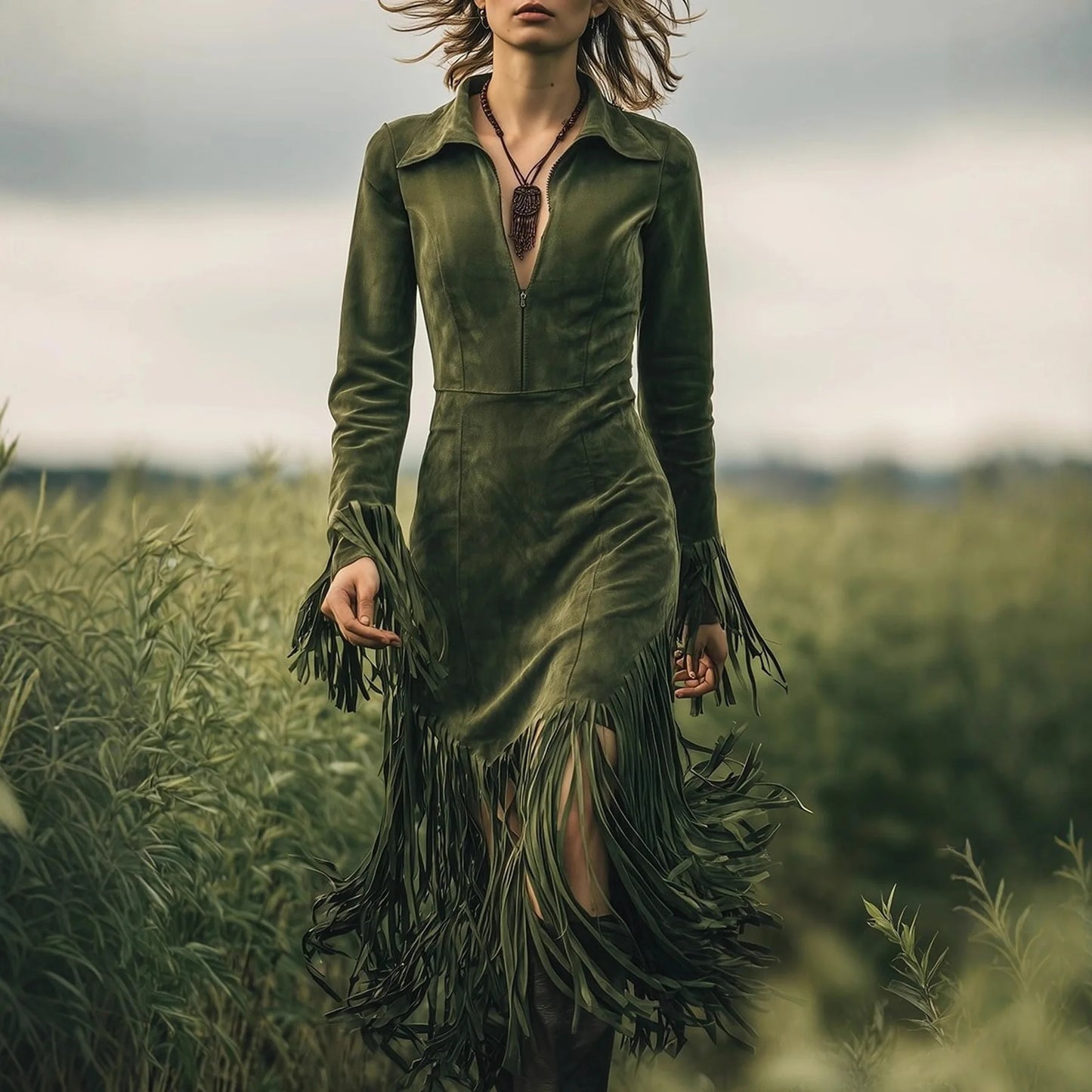 Retro Country Long Sleeve Lady Dress - Denoss