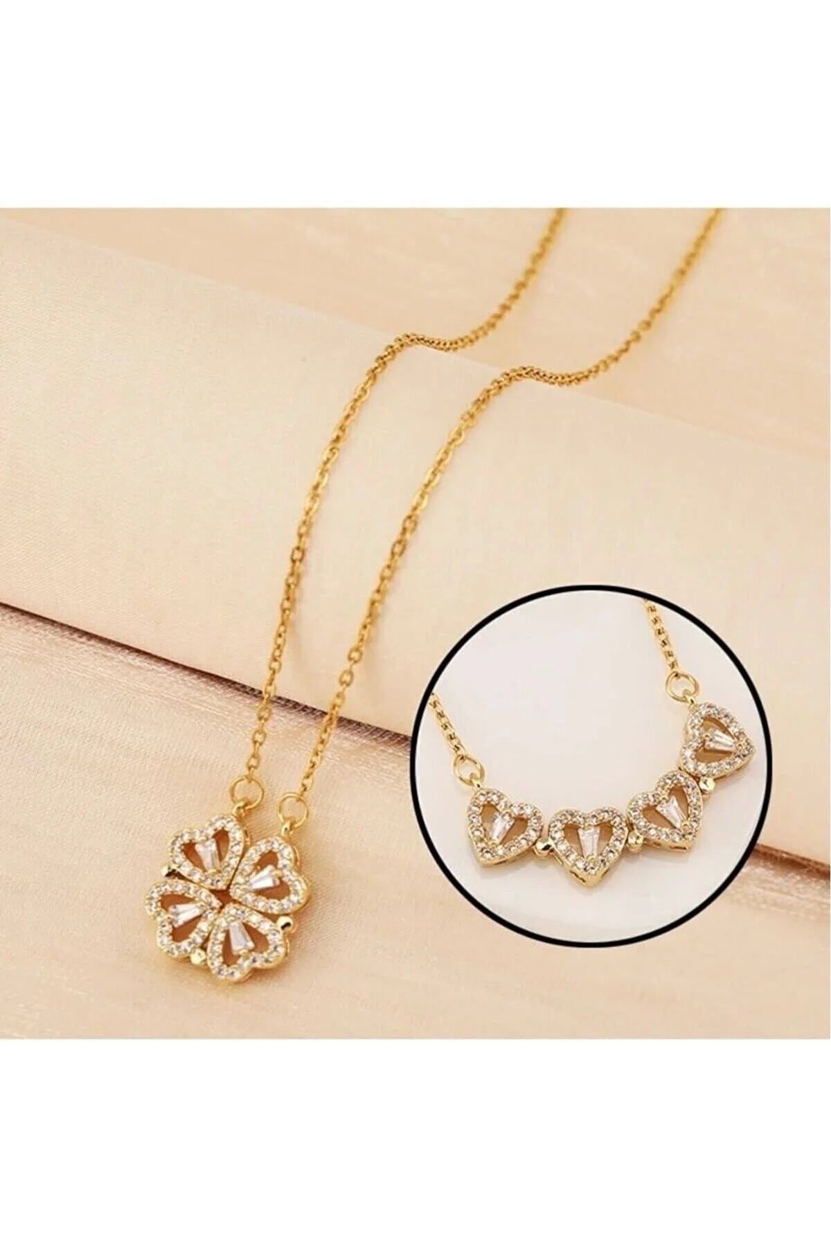Zircon Hearts Clover Magnetic Necklace