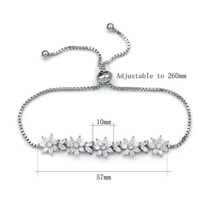 Gold Platinum Marquise Flowers Bracelet
